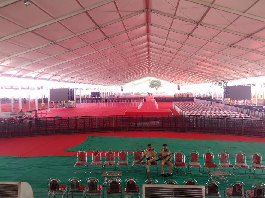 Preparations in full swing at Navlakhi ground for the PM visit