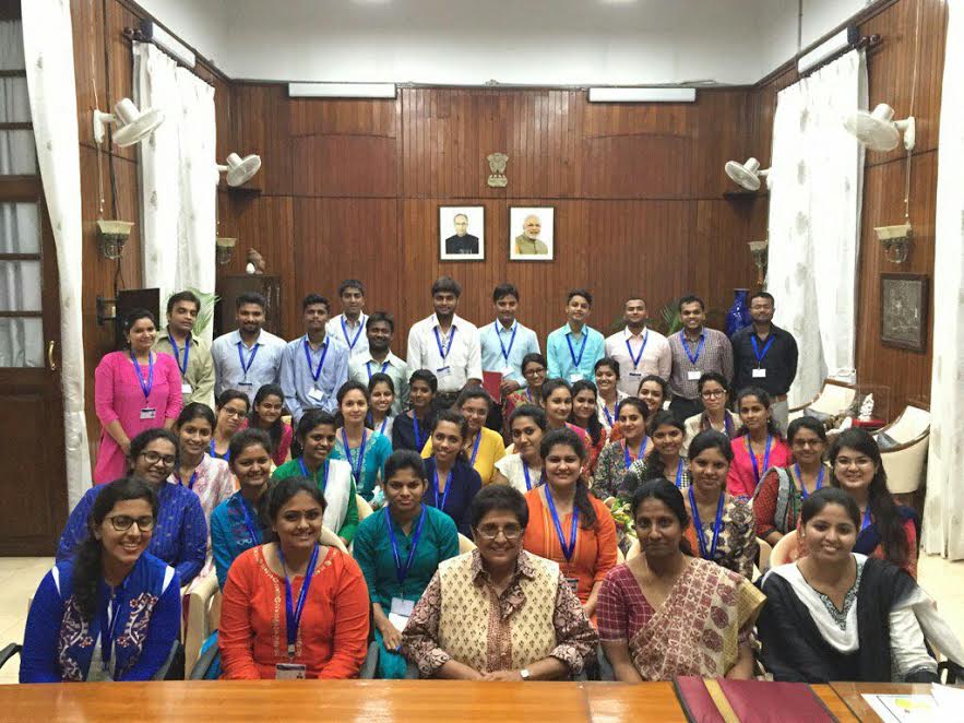 Students of MSU social work faculty met Dr. Kiran Bedi during their study tour