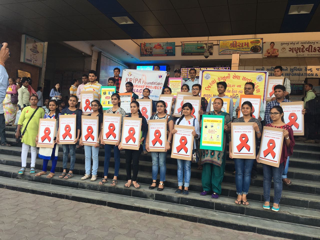 Aids awareness program at Vadodara Railway station