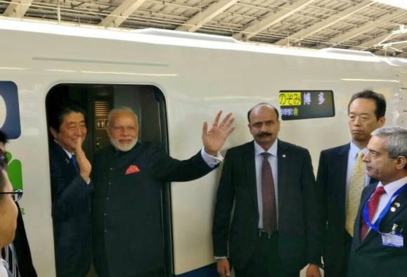 Modi leaves for Kobe aboard bullet train in Tokyo