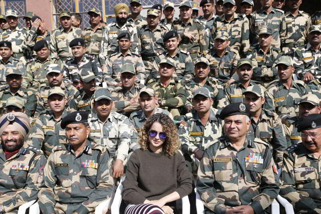 Kangana spend a day with BSF Jawans in Jammu