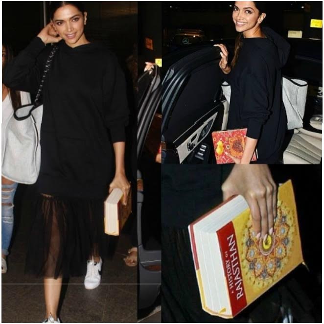 Deepika Padukone seen with historical books at airport