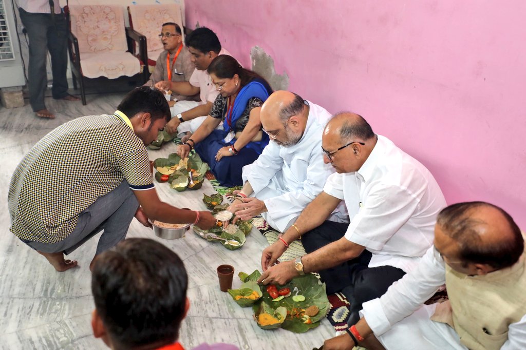 BJP President Amit Shah had lunch with Dalits Family in Rajasthan