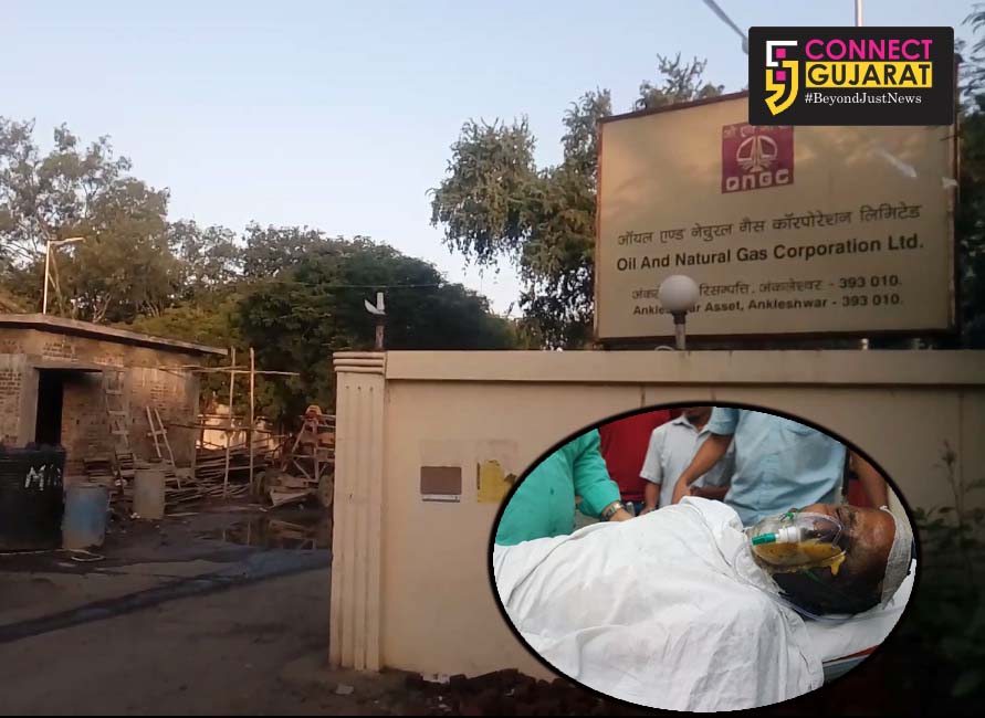 A farmer trying to self immolate near ONGC LAQ office