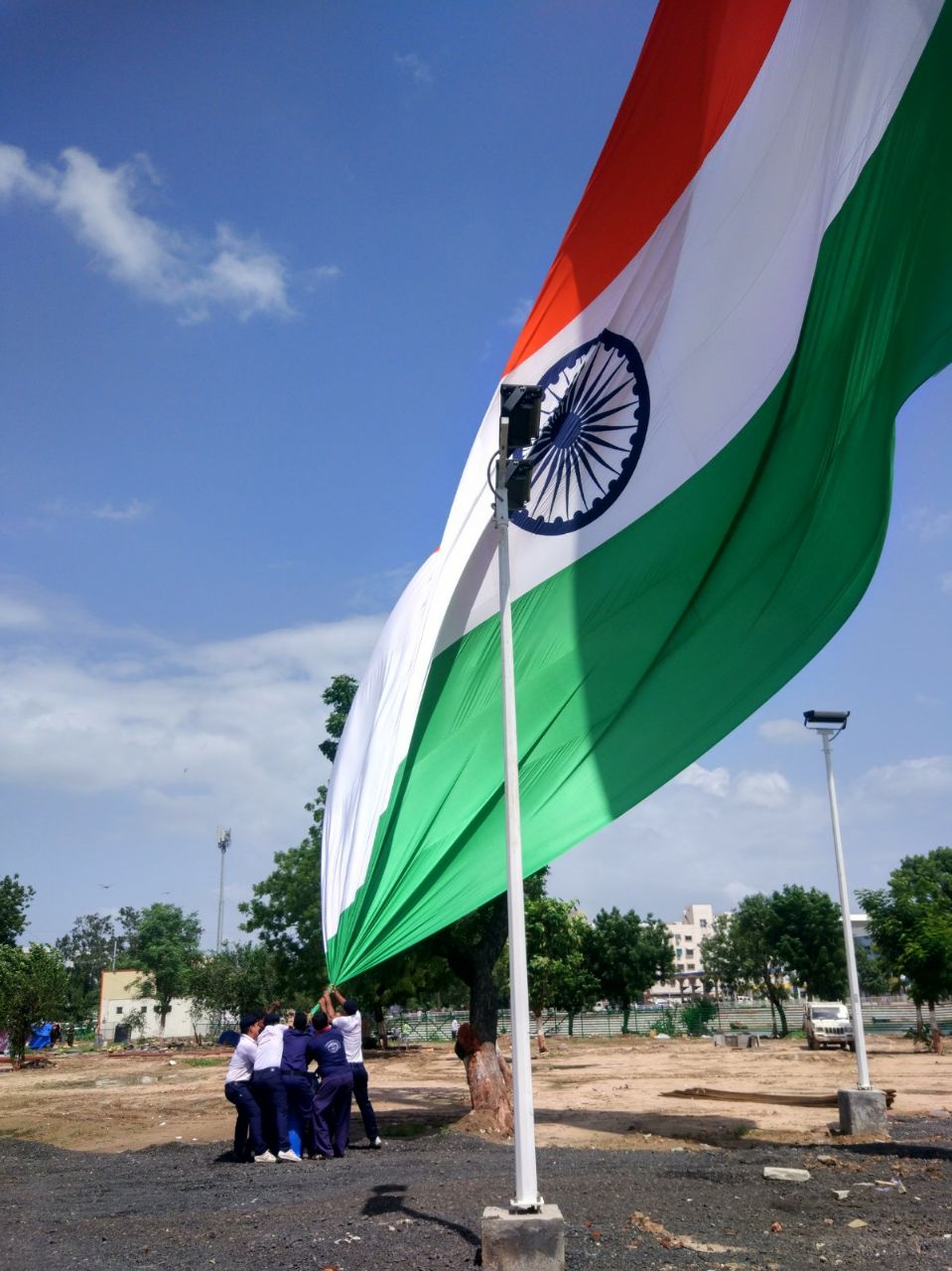 Indian tricolor hosting on highest pole in Gujarat torn and replaced