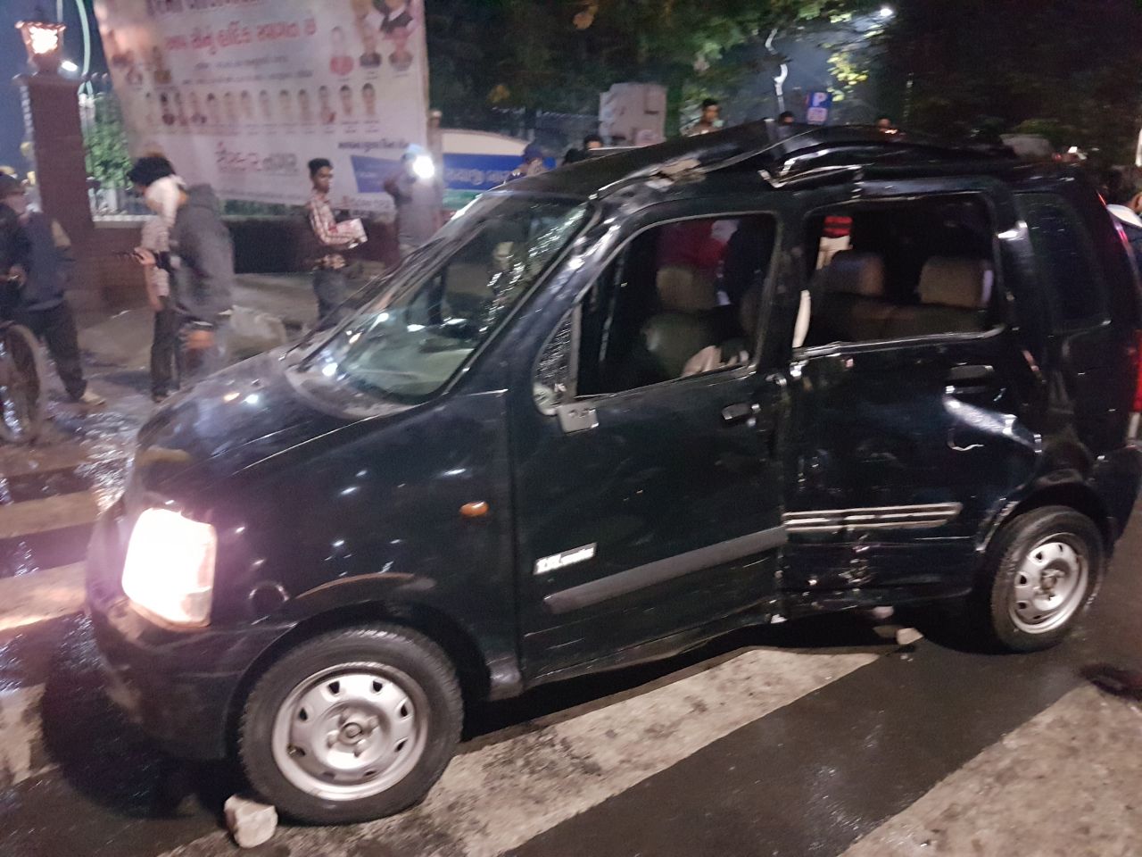 Local made liquor pouches laden car met with accident in Vadodara