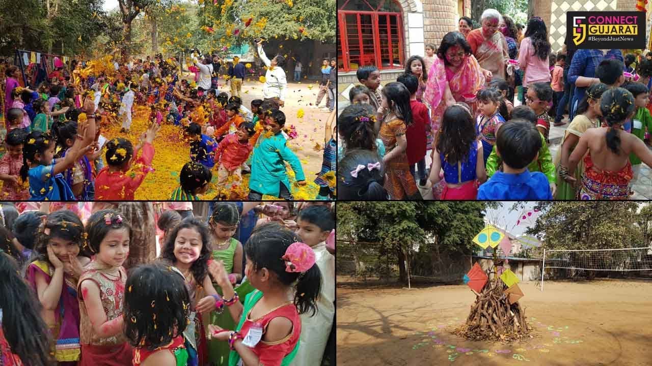 Devyaniraje Gaekwad school celebrate Holi with flowers and organic colours