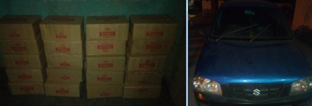 Vadodara Crime branch seized car loaded with beer cans