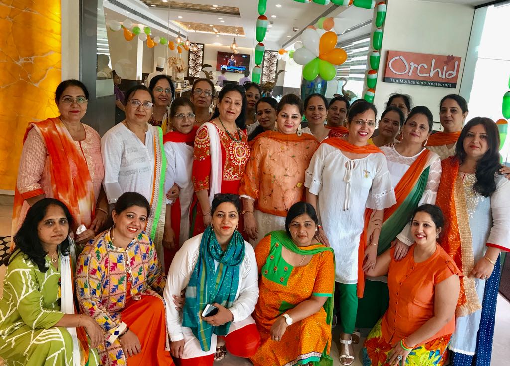 Group of friends celebrate 72nd Independence Day dressed like colours of National Flag