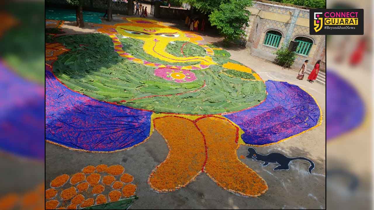 Prince Ashokaraje Gaekwad School made Ganesha from leaves, flowers and grass