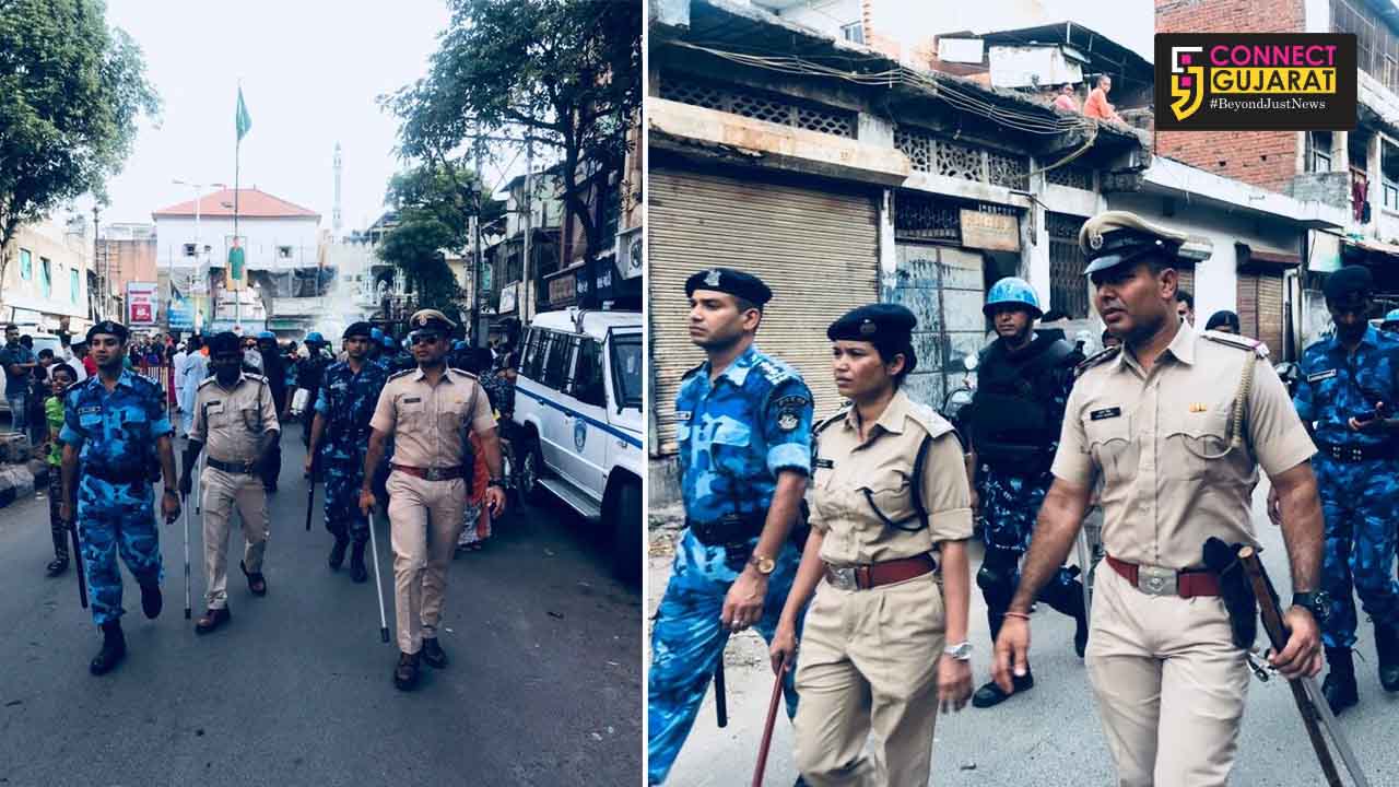 Vadodara police top officers supervise the security measures in sensitive areas