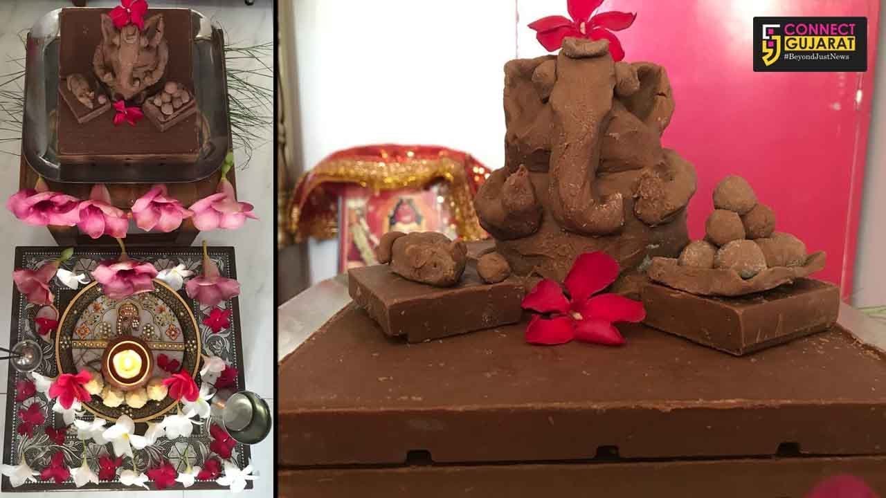 Bharuch’s Dentist Sculpted Ganesha Idol from Pure Chocolate To Feed Underprivileged Kids