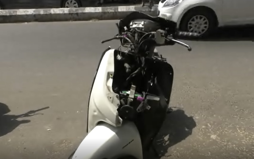 Non poisonous snake enters inside the parked activa in Vadodara