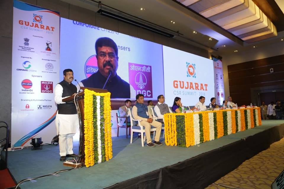 Union Petroleum minister Dharmendra Pradhan appreciate the Gujarat CSR Summit initiative