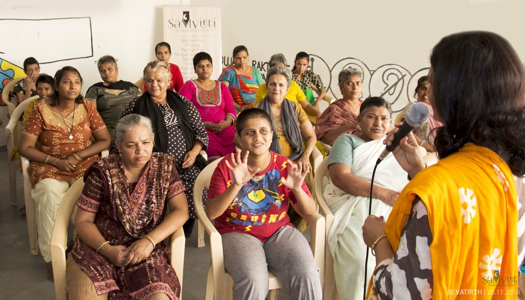 SahityaMitra Himangini Lakhera narrated the story Butterflies are Free to women residents of Sevatirth