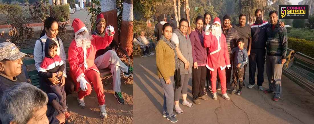 Santa Claus surprise the morning walkers in Kamatibaug on Sunday