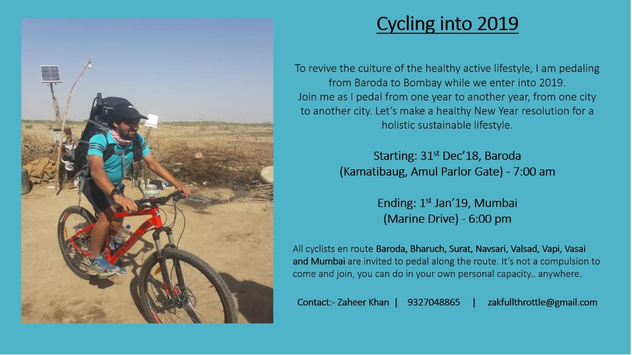 Baroda youth pedalling from city to Mumbai spreading the message of healthy living