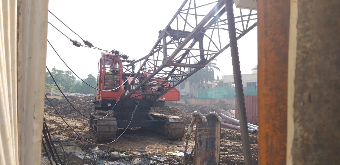 Two riders injured after the construction site crane fell on them in Vadodar