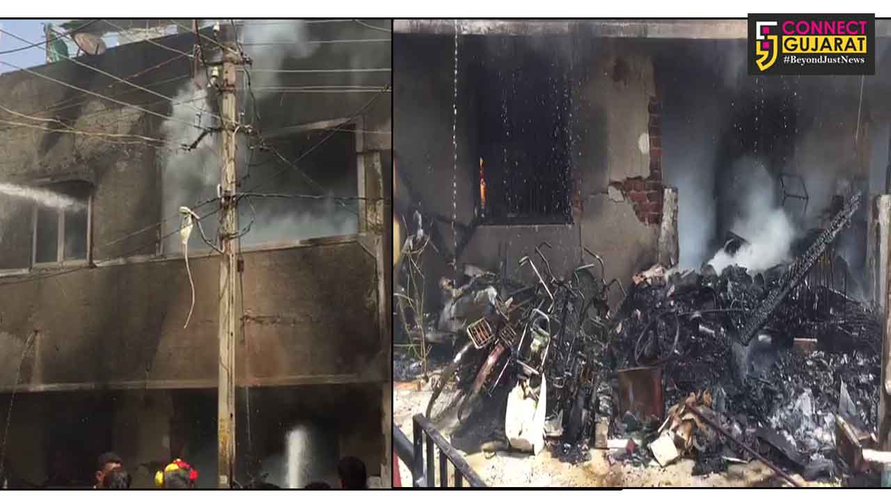 Big fire was reported from inside a house in Diwalipura area of Vadodara