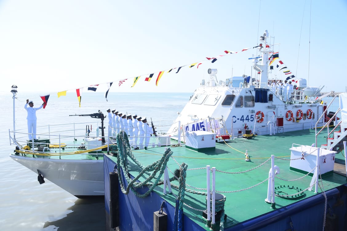 INDIAN COAST GUARD COMMISSIONS SPECIAL SERVICES CRAFT AT GUJARAT