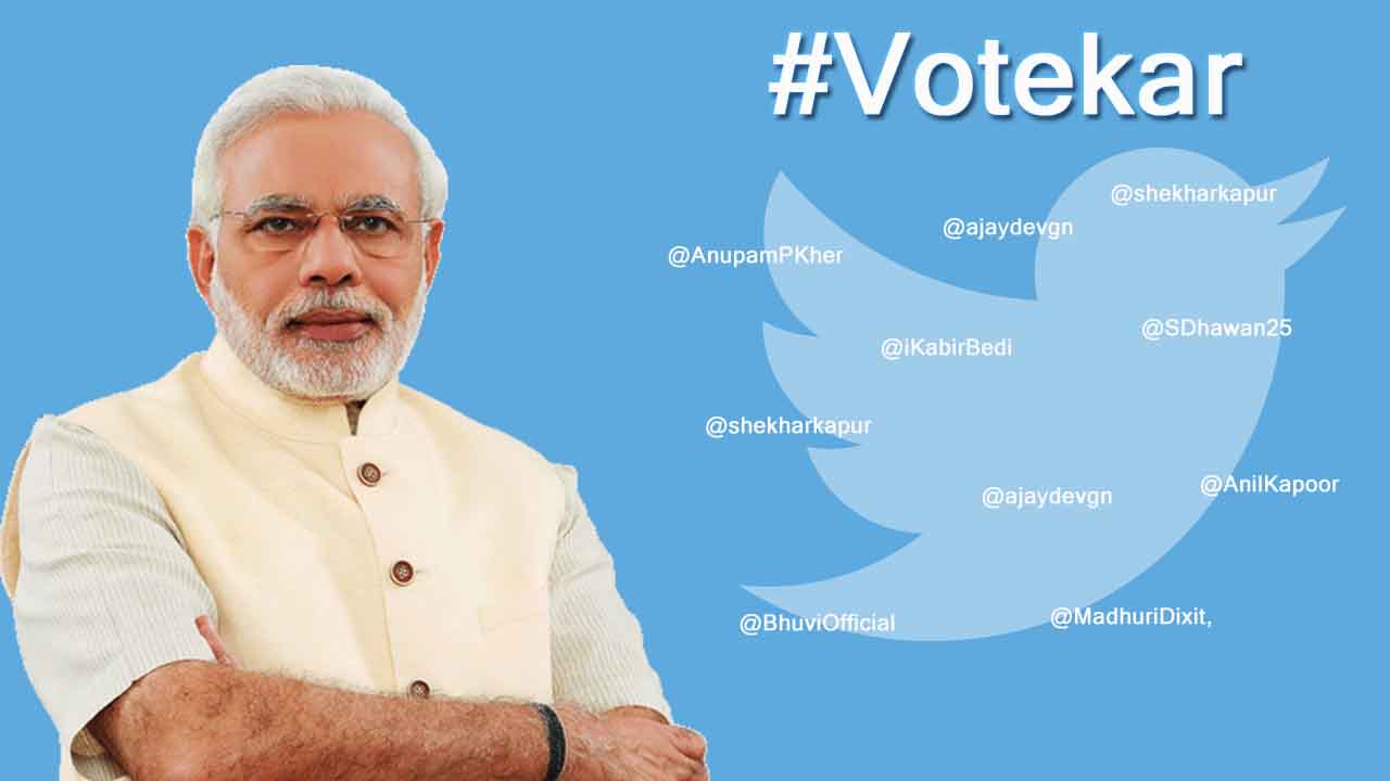 #VoteKar: PM Modi tweets 16 times in half-an-hour, urges celebs to motivate fans to vote