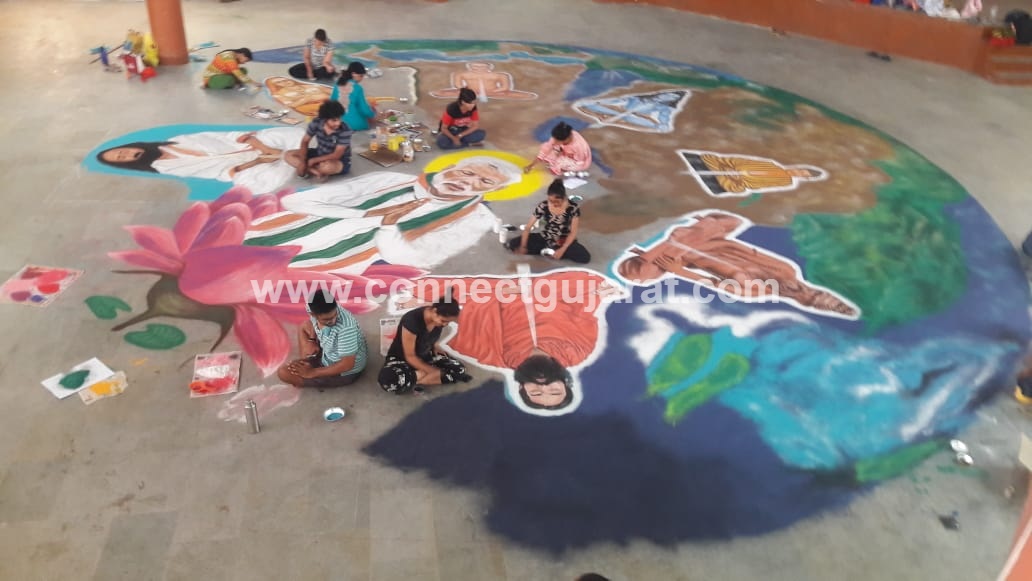 250 square feet Rangoli by Sahaj group on International Yoga Day