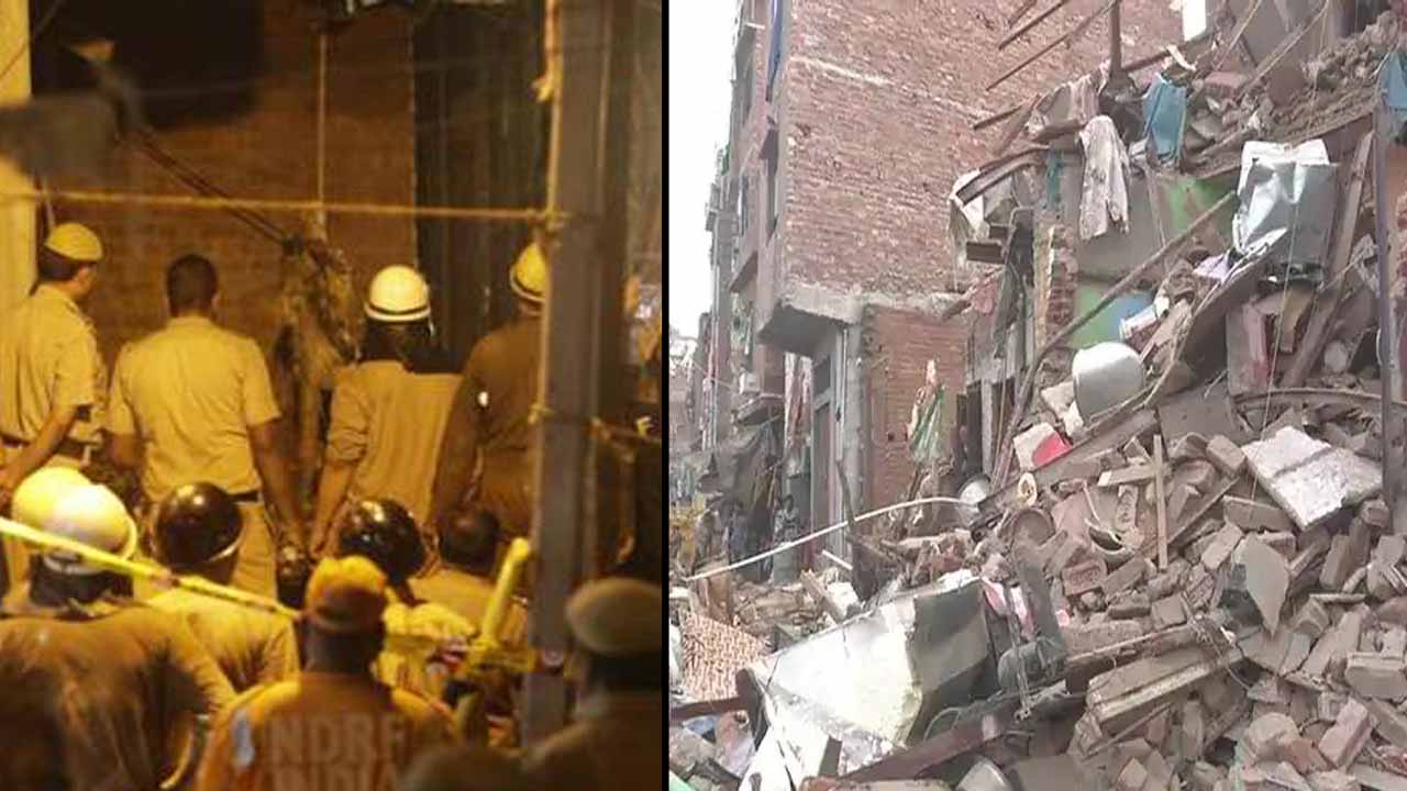 Four-storey building got collapsed in Delhis Seelampur; 2 killed, many feared to be trapped under.