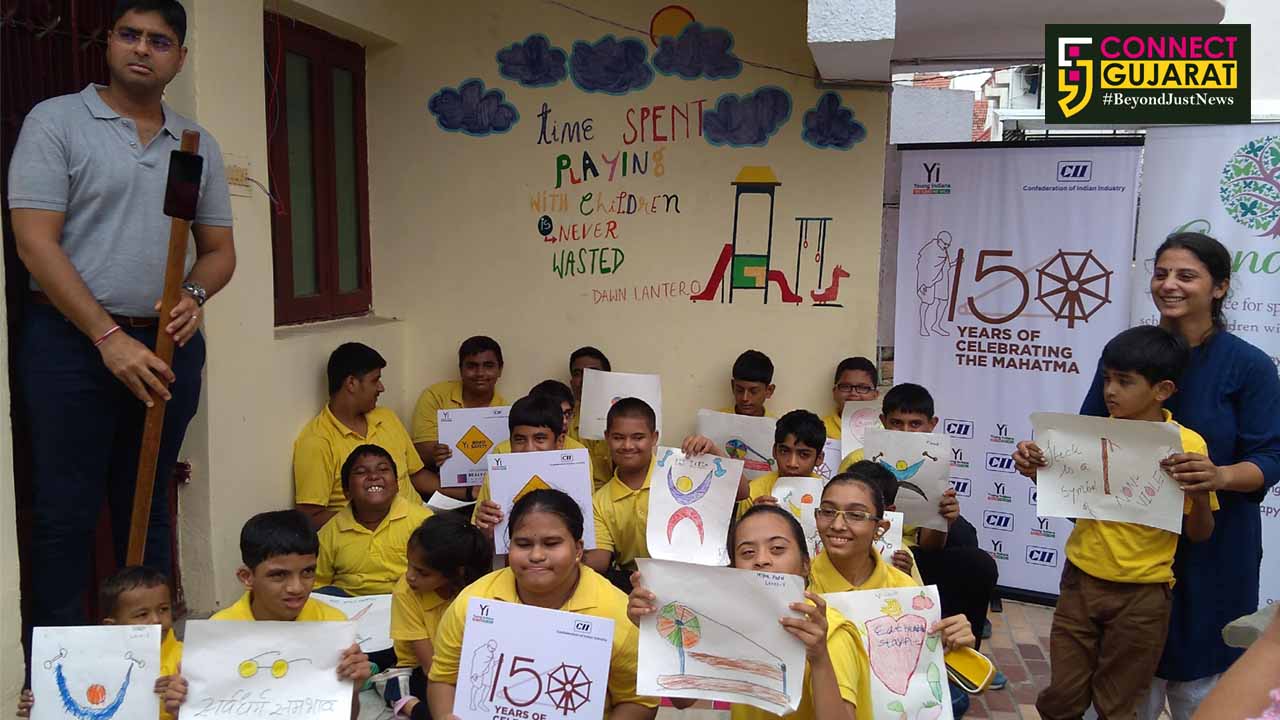 Drawing competition for differently abled on the theme Mahatma @ 150