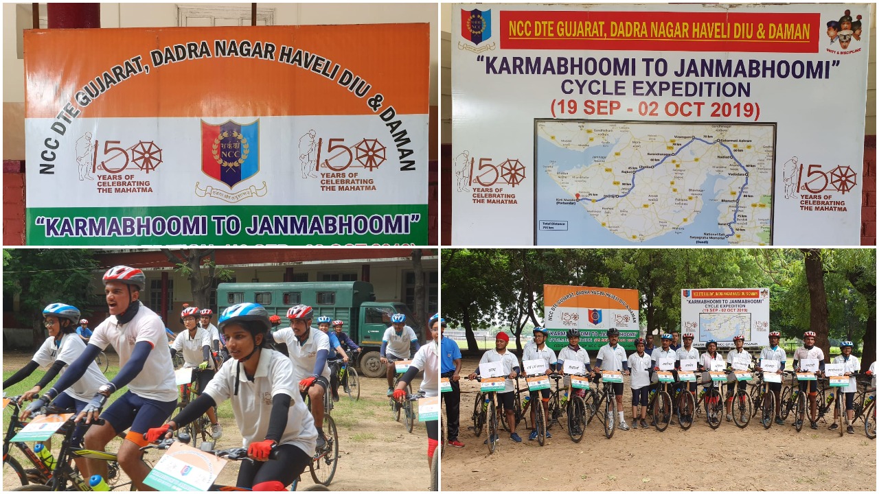 Karmbhoomi to Janambhoomi NCC cycle expedition flagged off from Dandi reached Vadodara