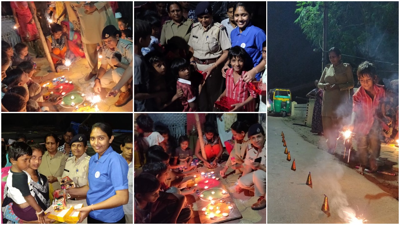 Vadodara police Samajh Sparsh ki team celebrate Diwali in slum area
