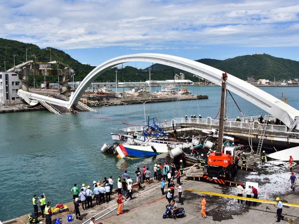 Video of Taiwan bridge collapsing and crashing into water goes viral