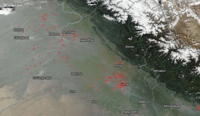 Air quality in Delhi remains in it’s atmost poor condition , Govt shares NASA images of crop burning