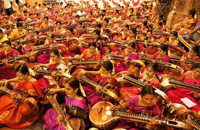 108 veenas fill the air with music at Meenakshi temple