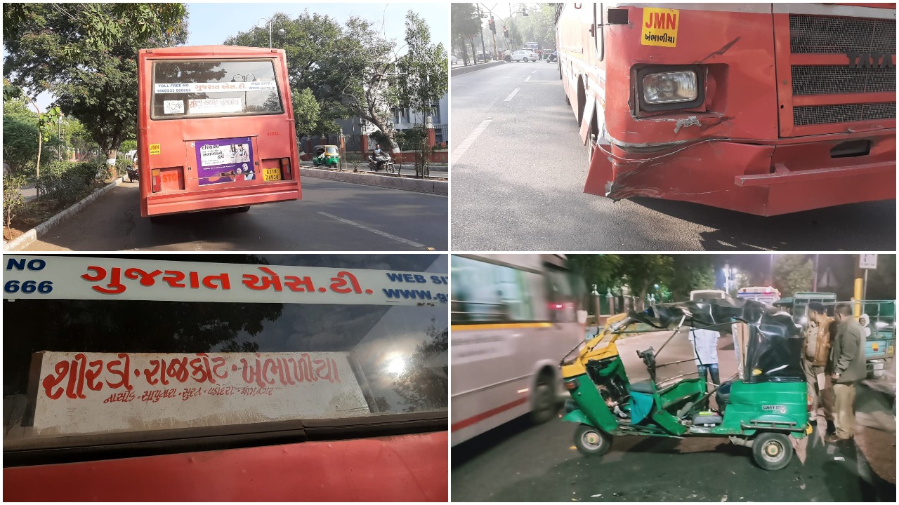 Passenger died in Vadodara after the rickshaw knocked by ST bus
