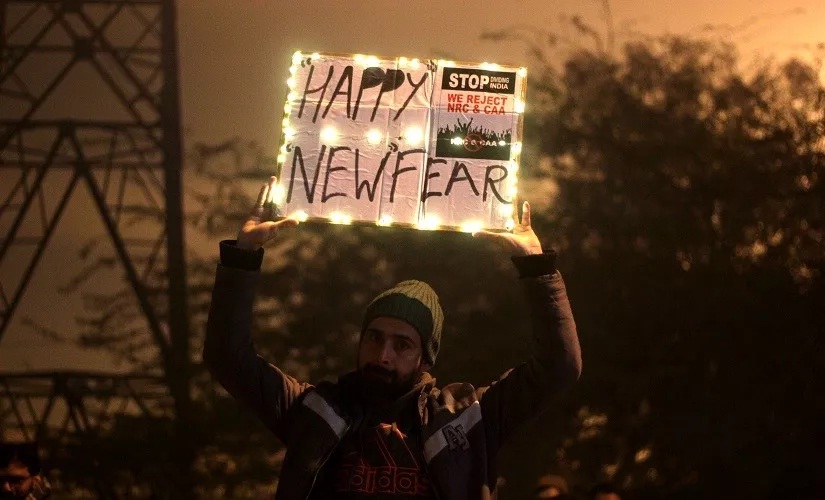 Delh anti-CAA protesters ring in New Year with national anthem