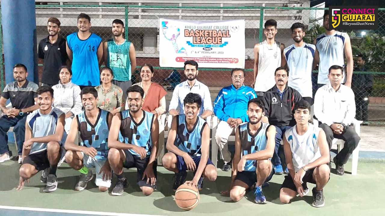 The Maharaja Sayajirao University of Baroda won one lakh prize money Basketball league