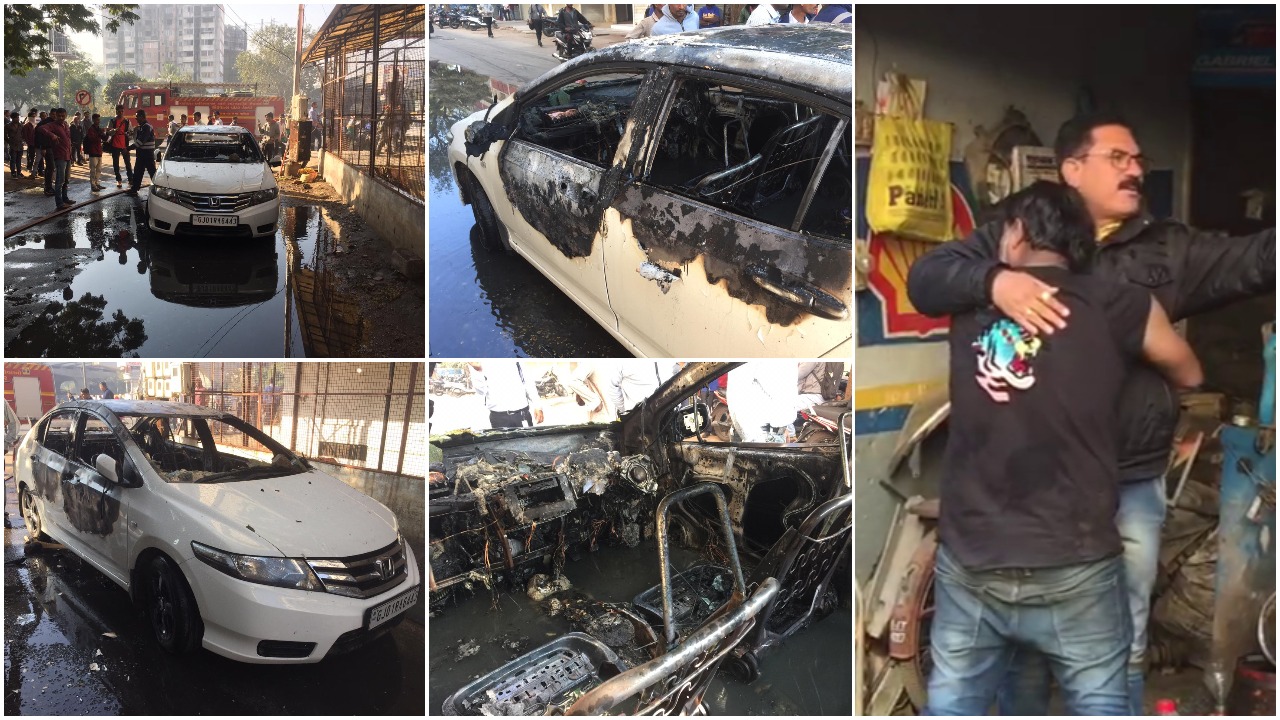 In a shocking incident youth from Chandkheda in Ahmedabad burn his own luxurious car in Vadodara