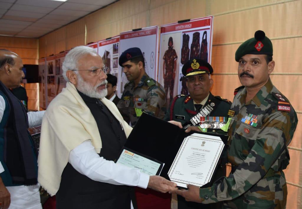 Subedar Abdulla Baig of Basantar Battalion felicitated by PM Narendra Modi