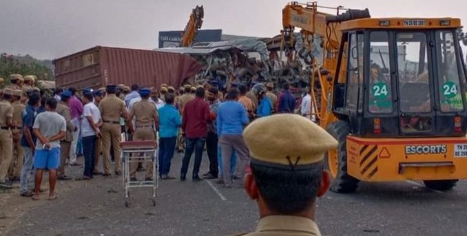 Tamil Nadu: 20 killed as Ernakulam-bound KSRTC volvo collides with container lorry