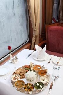 T interior view of the newly refurbished Golden Chariot train.