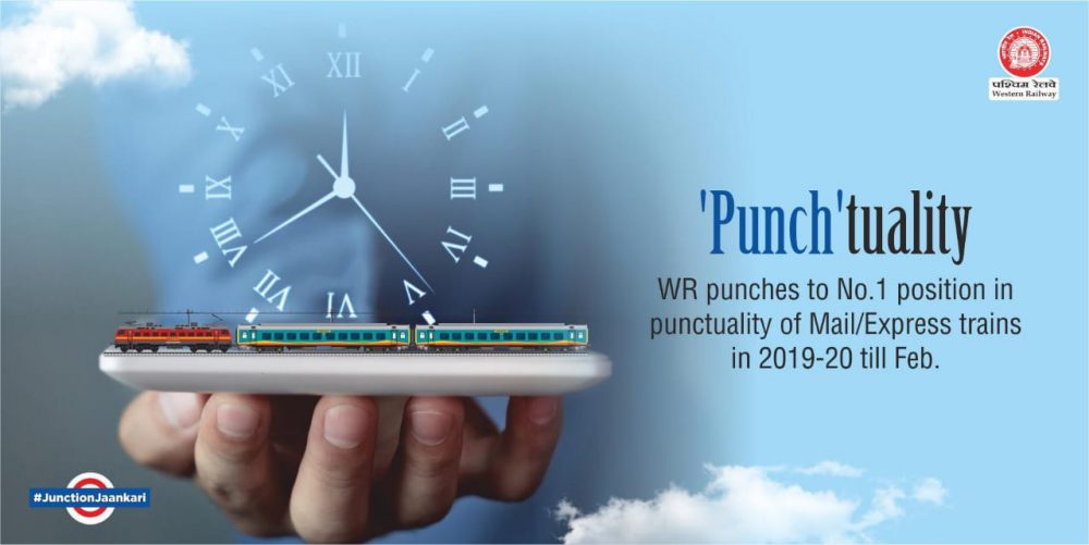 WR gets top position in punctuality over Indian Railways