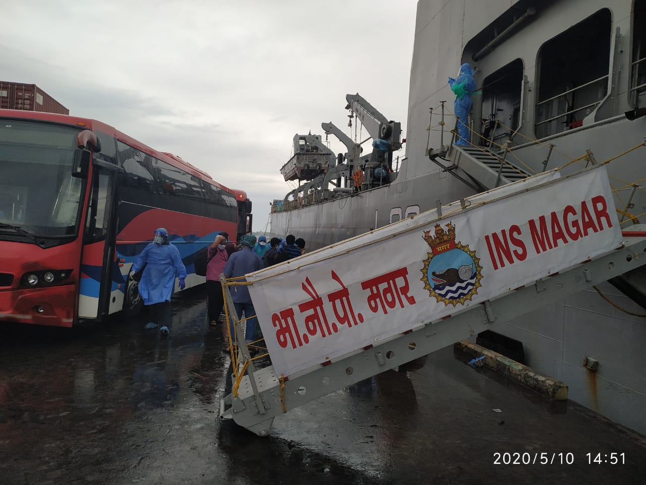 INS Magar arrives at Male to evacuate Indian citizens