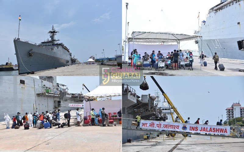 INS Jalashwa arrived in Kochi for second phase of Operation Samudra Setu