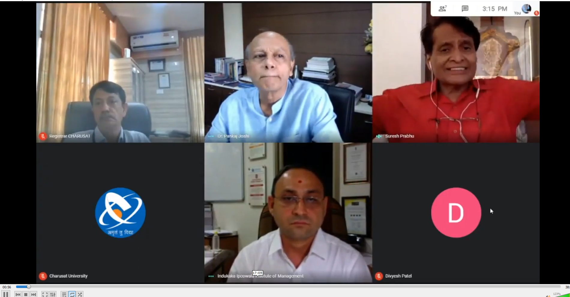 Webinar on Science, Technology and Development by Suresh Prabhu at CHARUSAT