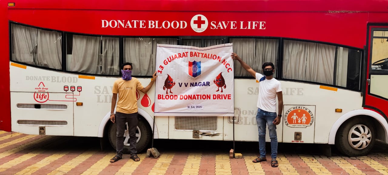 Blood donation campaign by Gujarat NCC directorate during COVID 19 pandemic