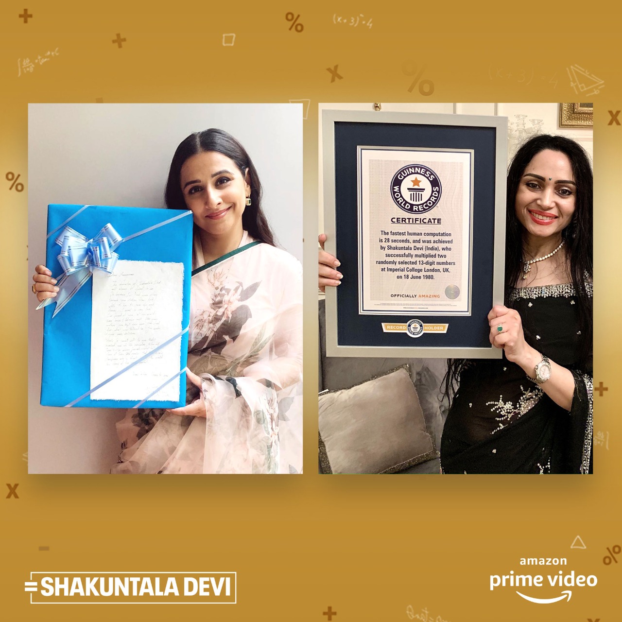 Guinness World RecordsTM awards certificate to the late Shakuntala Devi