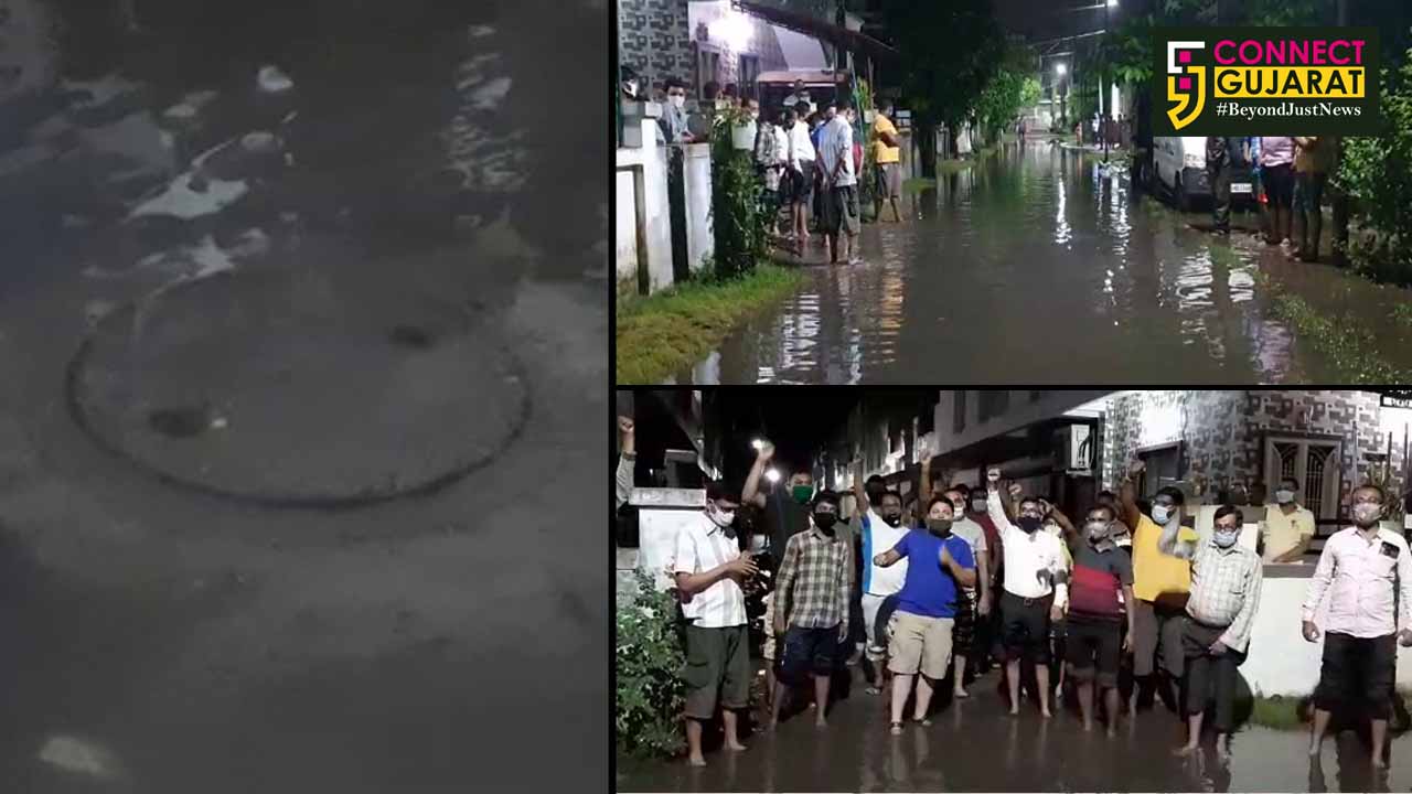 Residents of Vrajlila society in Vadodara forced to live in drainage mix rain water