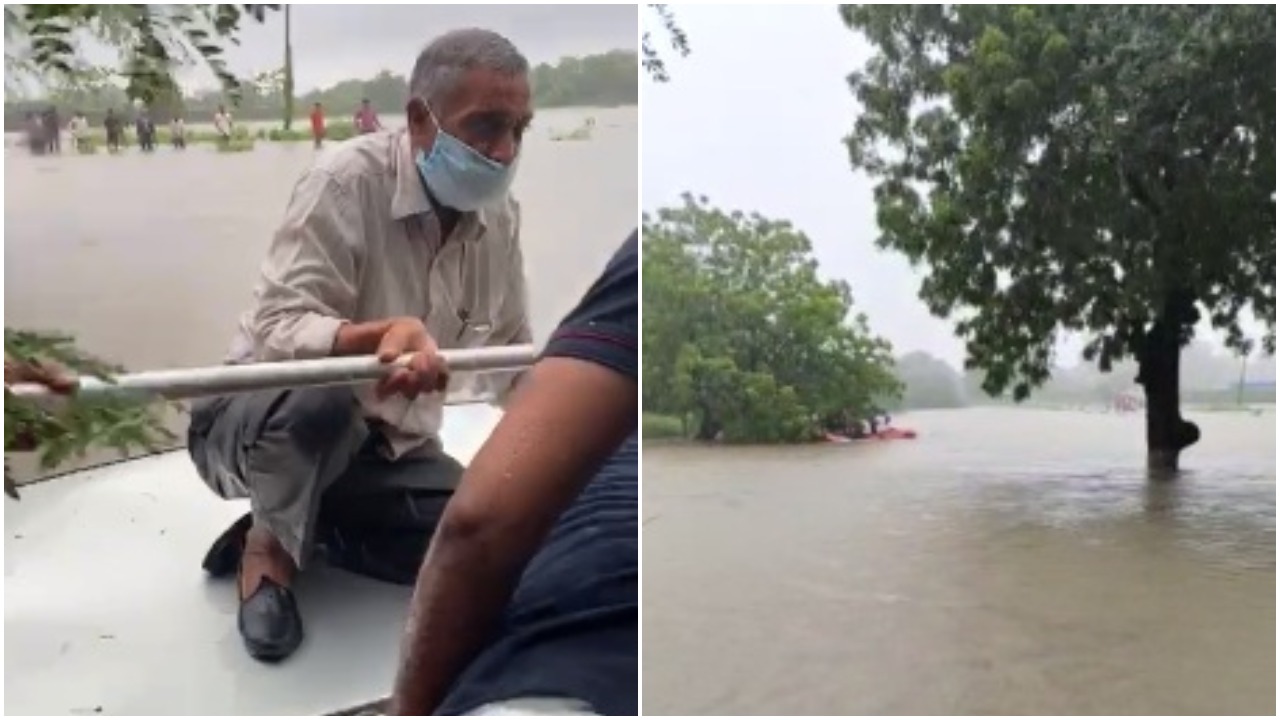 Vadodara Fire brigade rescued retired PI from flood water