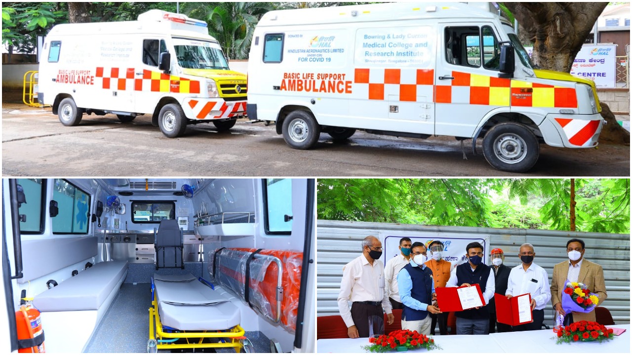 HAL Donates Ambulances to Government Hospital for Covid 19 treatment
