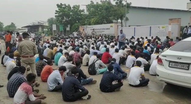 Employees of private company in Manjusar GIDC sit on protest over sacking of four employees